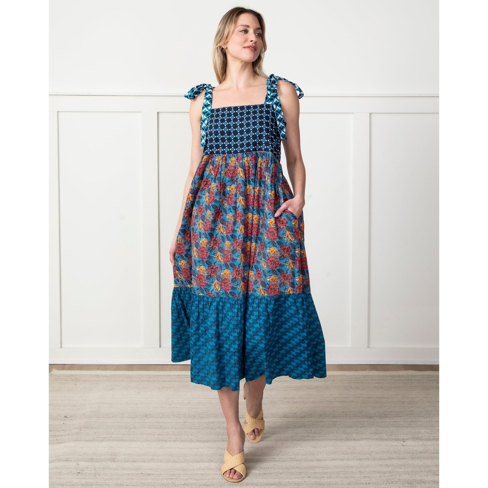 Printfresh Leaps & Bounds Way Around Dress Touch the Sky Blue Floral Monkey M